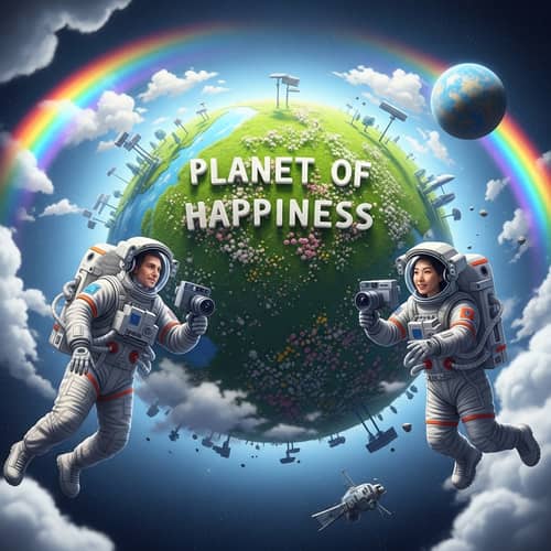 Planet of Happiness: Enchanting Scene in Outer Space