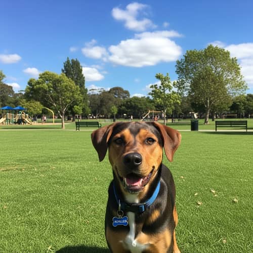Meet Achilles: Friendly Labrador Retriever in Grass Park