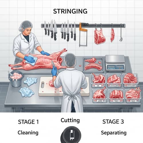 Butchering Lamb Meat Process with Hygiene Standards
