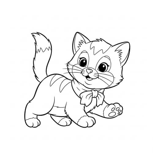 Charming & Playful Kitten Cartoon Drawing for Kids