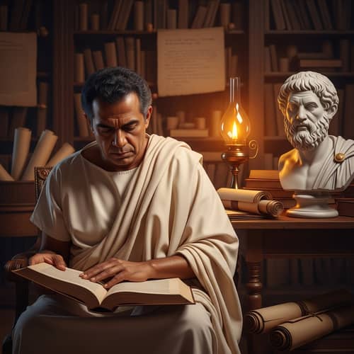 Greek Philosopher - Middle-Aged South Asian Male in Toga