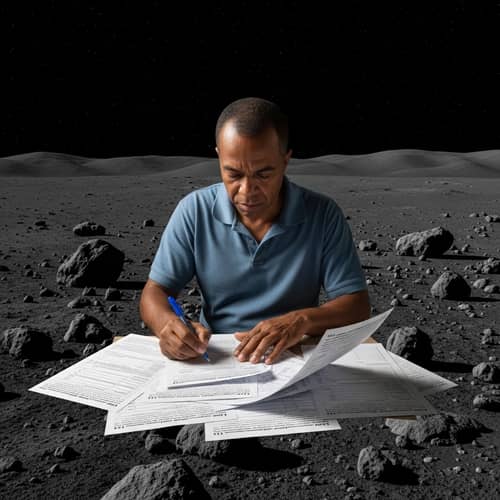 Cuban Man Doing Taxes on the Moon - Intense Focus | Website