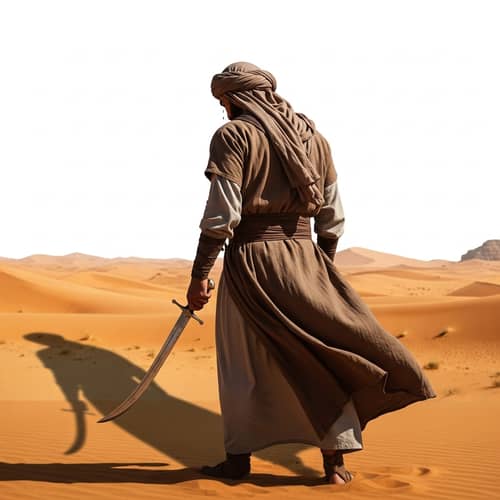 Pre-Islamic Era Soldier Weeping with Sword - Middle-Eastern Scene