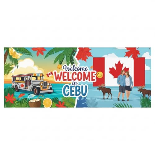 Warm Welcome: Cebu and Canada Vacation Banner Design