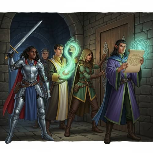 Diverse Dungeons & Dragons Fantasy Adventure Party
