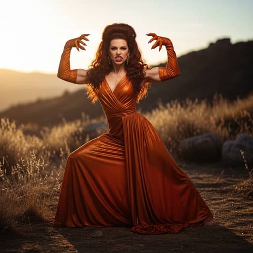 Elegant Cecilia Lion Pose - Striking Woman Portrait