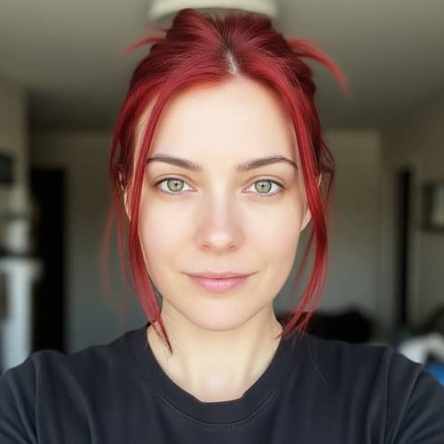 Authentic Selfie: Green-eyed Caucasian Woman with Red Hair