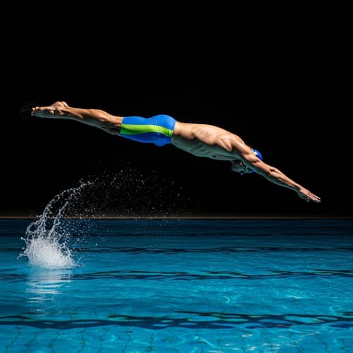 Professional Swimmer Diving into Endless Pool