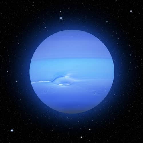 Dreamy Blue Neptune in the Cosmos