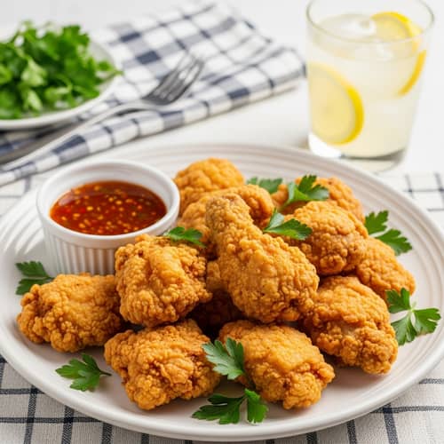Delicious Golden Brown Crispy Chicken Fry with Tangy Dip