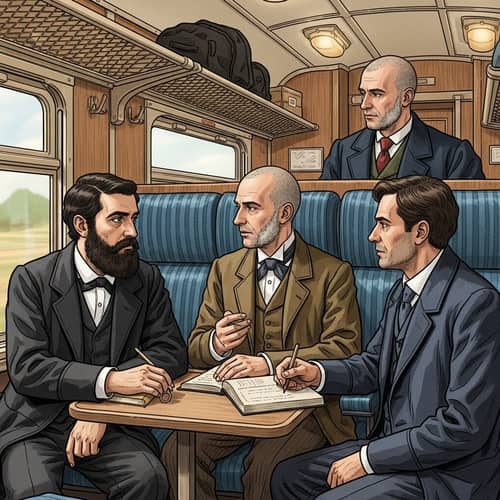 Victorian Train Cabin Intellectual Discourse