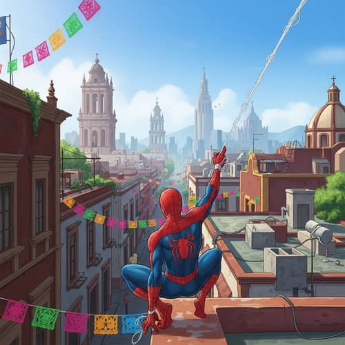 Spiderman in Mexico: Swinging Through a Vibrant City