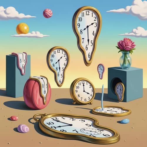 Surreal Time Depiction: Digital Painting & Melting Clocks