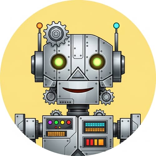 Futuristic Geometric Robot Emoji - Mechanical Silver Design