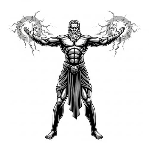 Powerful Mythological Deity Logo: Zeus-inspired Lightning Figure