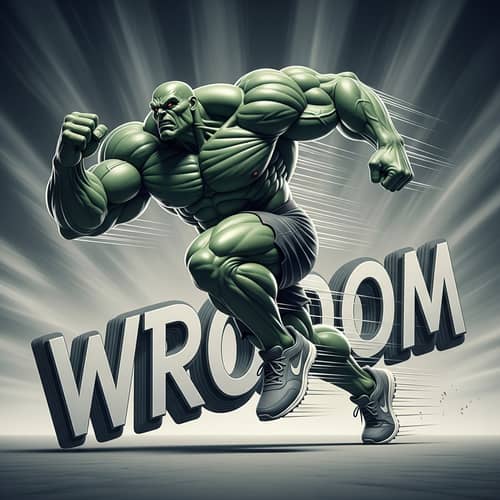 Hyper-Realistic Speedy Hulk in Revo Shoes | High-Speed 3D Image