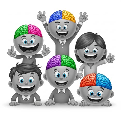 Fun Cartoon Characters with Colorful Brains - School Presentation