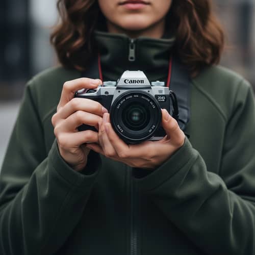 Futuristic Photographer with Canon Camera from 2045