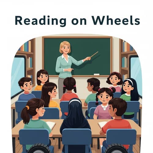 Reading on Wheels - Multiracial Classroom Setting Logo Design