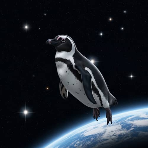 Penguin in Space: Curious Explorer of the Cosmos