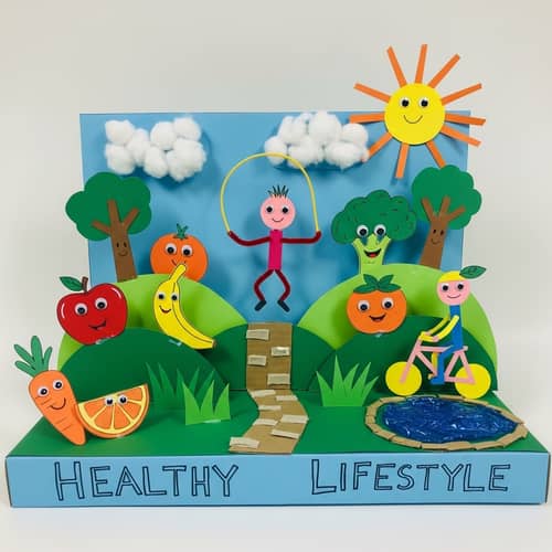 Creative 4th-Grade Craft: Healthy Lifestyle Theme with Colored Paper