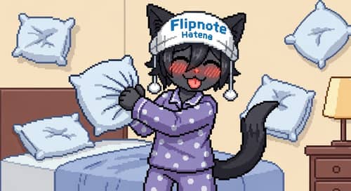 8-Bit Black Emo Cat in Pajamas | Pixel Art Fun