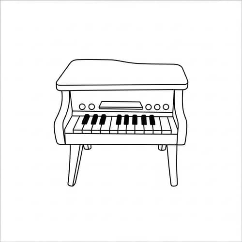 Simple Toy Piano Coloring Page for Kids