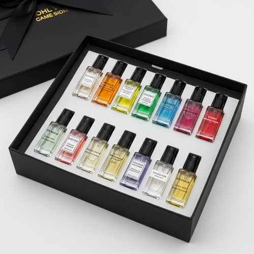 Elegant Perfume Gift Set with Rainbow Glass Flacons