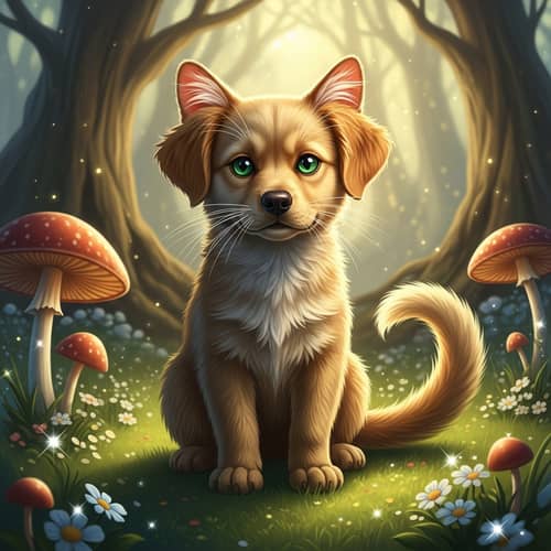 Fantastical Cat-Dog Creature Art | Unique Hybrid Animal Design