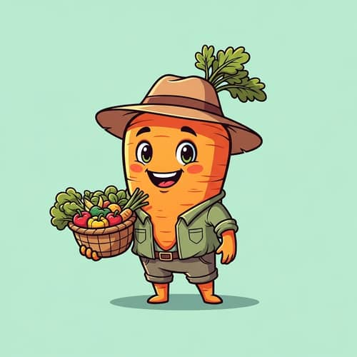 Organic Food Provider: Vibrant Cartoon Character for Health & Vitality