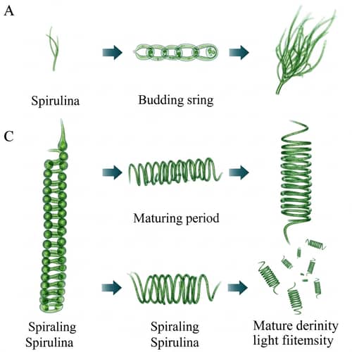 Spirulina Life Cycle: From Filament to Spring-like Structures