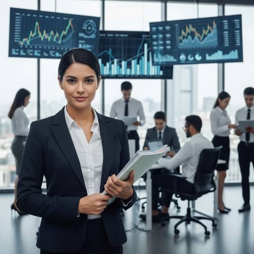 Beautiful Woman in Financial Business Setting