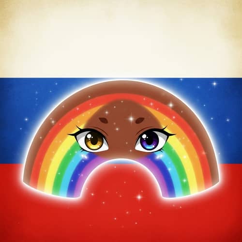 Unique Brown Rainbow Anime Art | Russian Flag Background