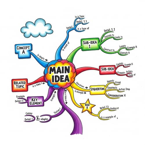 Detailed Mind Map with Interconnected Nodes and Pathways