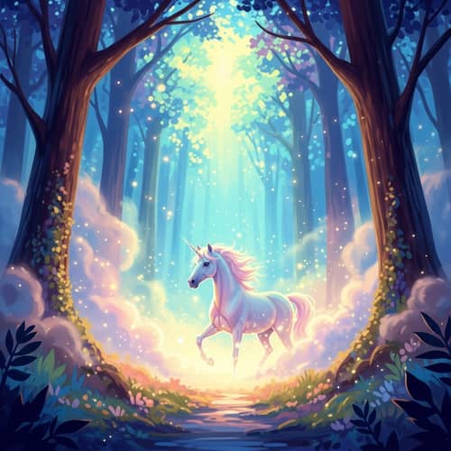 Magical Forest Unicorn Painting | Dreamlike Nature Fantasy Art