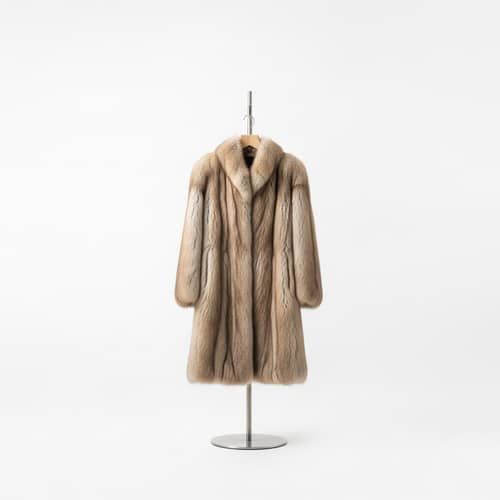 Luxurious Fur Coat on High Metallic Hanger | Exclusive Fashion