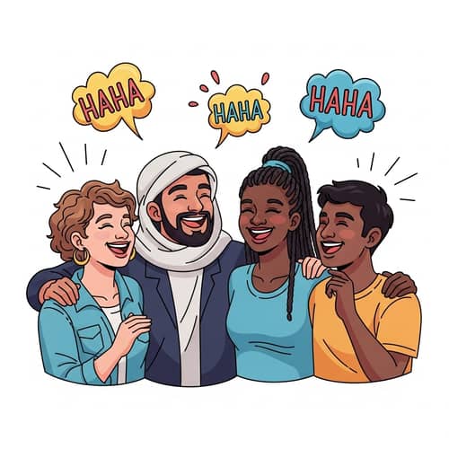 Diverse Group of Friends Sharing a Laugh | Cartoon Style