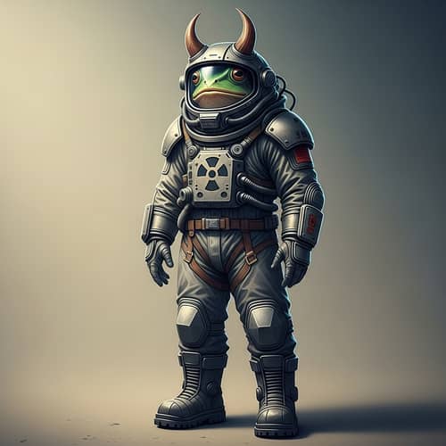 Horned Frog-Man in Radiation Suit - Uncanny and Fantastical Depiction