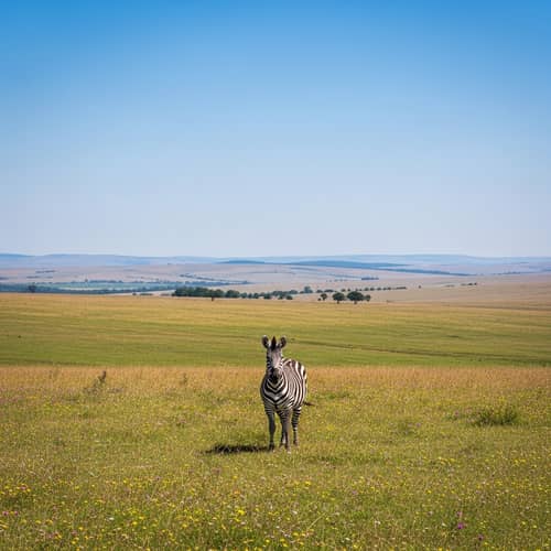 Zebra in Tranquil Landscape: Strikingly Beautiful Harmony