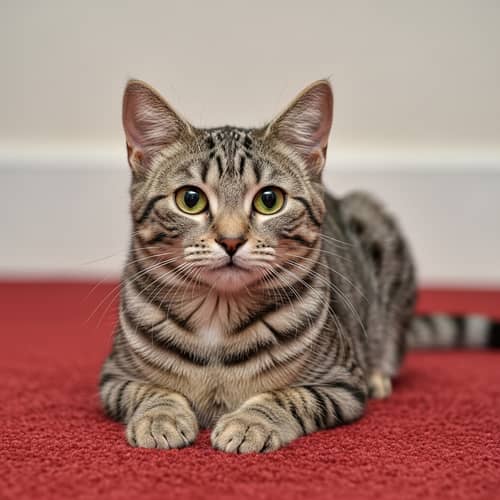 Adorable Adult Domestic Cat with Tabby Stripes | Grey Fur