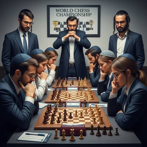 Fictional Jewish Chess Players in Intense Gameplay | World Championship Scene