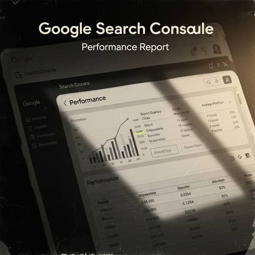 Vintage Black-and-White Poster Style Google Search Console Interface