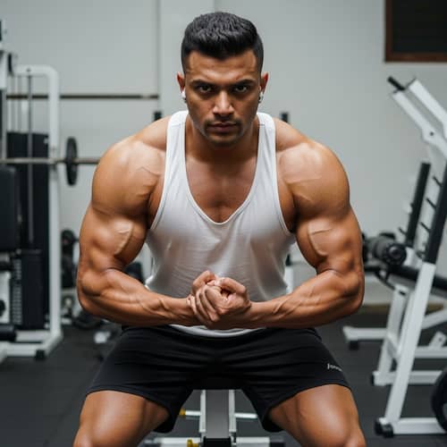 Muscular South Asian Man in Gym - Fitness Dedication