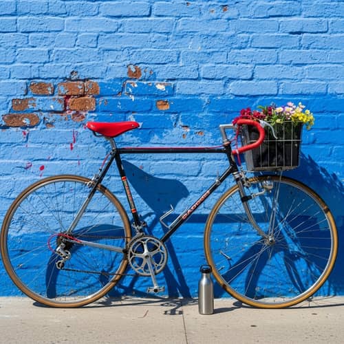 Vintage Bicycle Against a Blue Wall