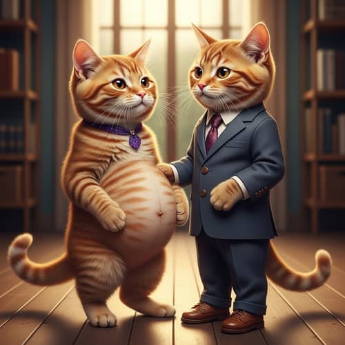 Adorable Red Cat Pregnancy Display: Hyperrealism Image