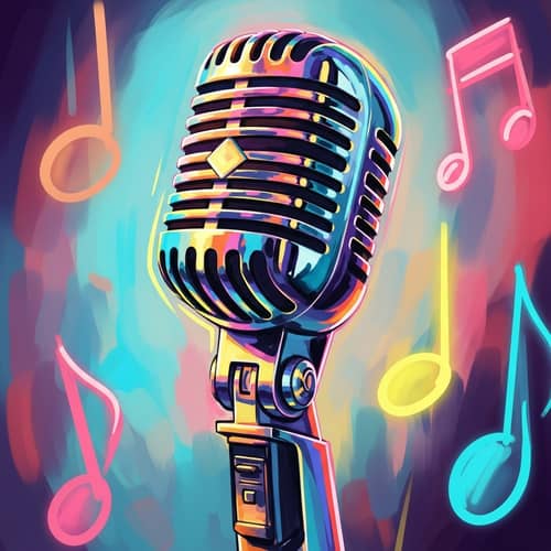 Vibrant Digital Painting of Microphone: Musical Essence
