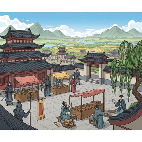 Tang Dynasty Frontier Illustration: Marketplace, Soldiers, Scholars