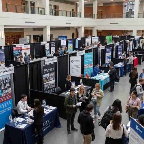Diverse Job Fair at University: Technology, Healthcare, Arts & More
