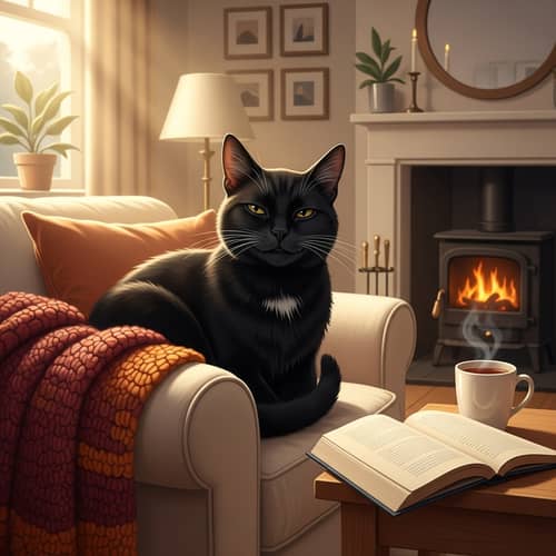 Asla the Black Cat - Cozy Home Serenity
