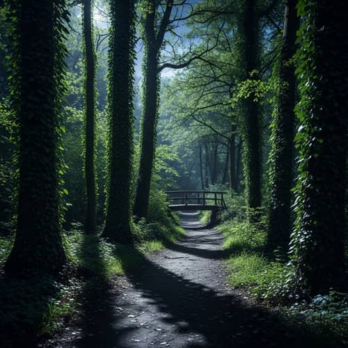 Mystic Night Pathway: Moonlit Shadows & Whispering Leaves